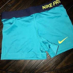 Nike pro blue spandex biker shorts S